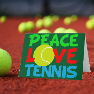 Peace Love Tennis Player Cute Festive Green Feestdagen Kaart