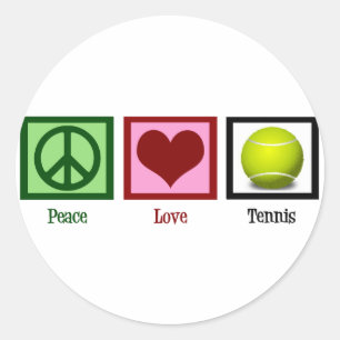 Peace Love Tennis Ronde Sticker