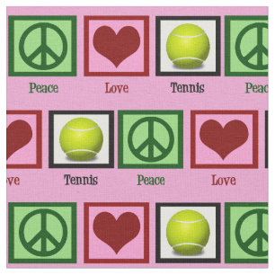 Peace Love Tennis Roze Stof