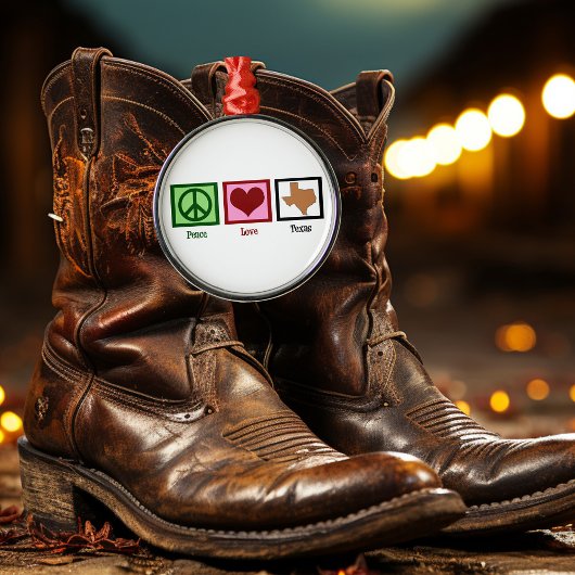 Peace Love Texas Metalen Ornament