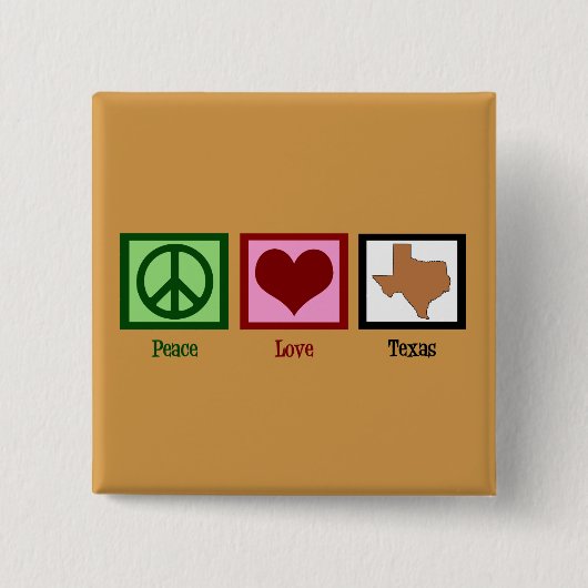 Peace Love Texas Vierkante Button 5,1 Cm (Voorkant)