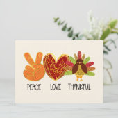 Peace Love Thanksgiving carte Parties scintillant (Debout devant)