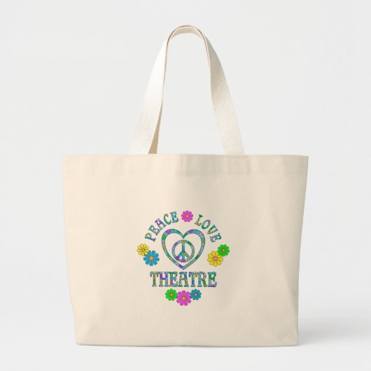 Peace Love Theater Grote Tote Bag (Voorkant)