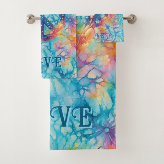 Peace Love Tie-Dye Bad Handdoek (Insitu)