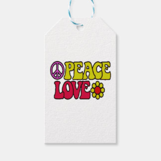 PEACE LOVE TIE DYE HIPPIE SYMBOL GIFT TAGS CADEAULABEL