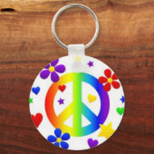 PEACE LOVE TIE DYE HIPPIE SYMBOOL SLEUTELHANGER (Voorkant)