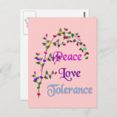 Peace Love Tolerance Briefkaart (Voorkant / Achterkant)