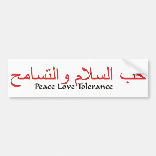 Peace Love Tolerance Bumpersticker (Voorkant)