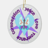 Peace Love Tolerance Compastion Keramisch Ornament (Links)