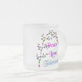 Peace Love Tolerance Matglas Koffiemok (Voorkant rechts)