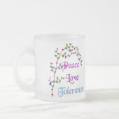 Peace Love Tolerance Matglas Koffiemok (Links)