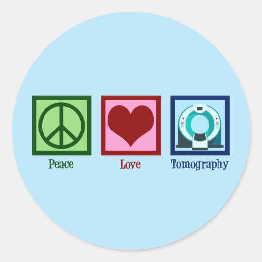 Peace Love Tomography Ronde Sticker (Voorkant)