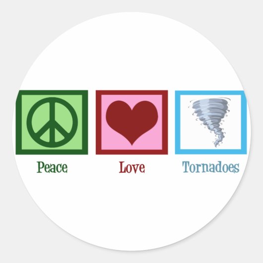 Peace Love Tornadoes Ronde Sticker (Voorkant)