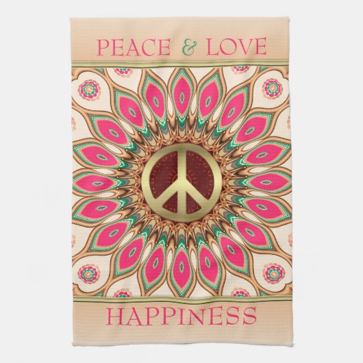 Peace Love Tournesol Rose serviette de thé (Vertical)