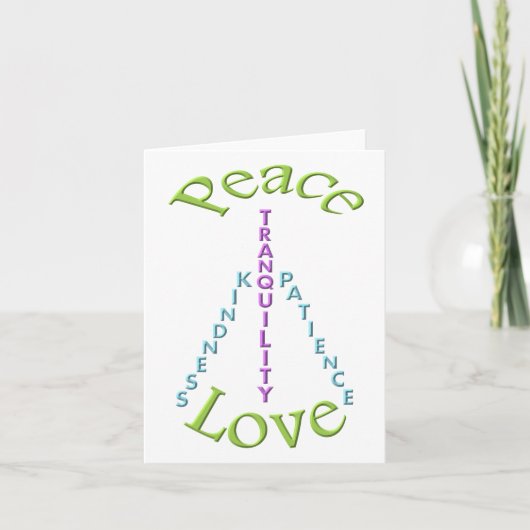 Peace love tranquilité gentillesse Note Cartes (Devant)
