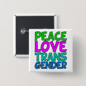 Peace Love Transgender Vierkante Button 5,1 Cm (Voorkant /achterkant)
