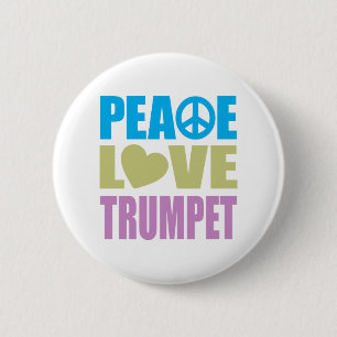 Peace Love Trumpet Ronde Button 5,7 Cm