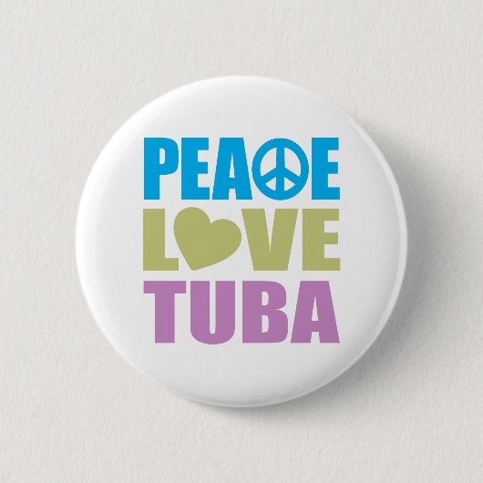Peace Love Tuba Ronde Button 5,7 Cm (Voorkant)