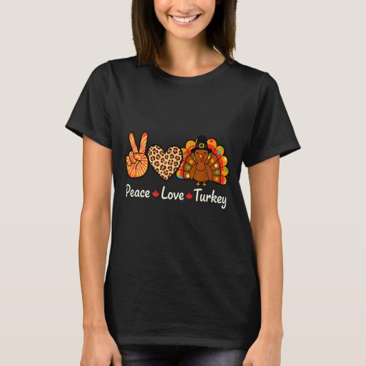Peace Love Turkey Lgrim Thanksgiving Design, Tie D T-shirt (Voorkant)