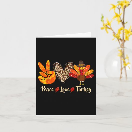 Peace Love Turkey Little Pilgrim Thanksgiving Kaart (Gele Bloem)