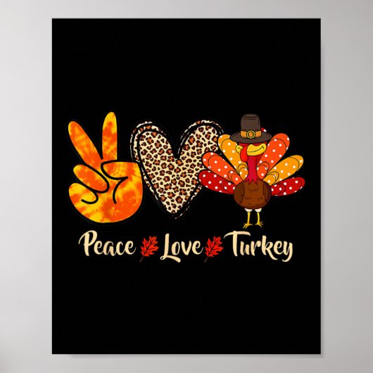 Peace Love Turkey Little Pilgrim Thanksgiving Poster (Voorkant)