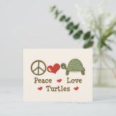 Peace Love Turtles Briefkaart (Staand voorkant)
