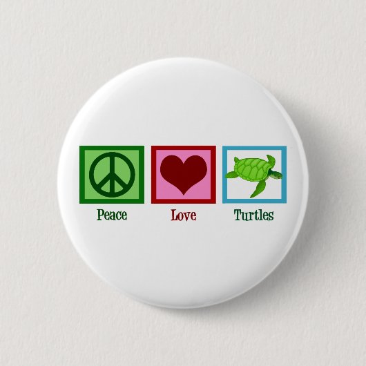 Peace Love Turtles Cute Zee Turtle Ronde Button 5,7 Cm (Voorkant)