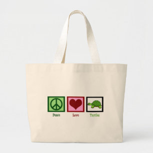 Peace Love Turtles Grote Tote Bag
