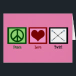 Peace Love Twirl<br><div class="desc">Un signe de paix, un coeur et un ensemble de matraques pour le twirling.</div>