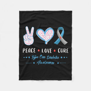 Peace Love Type One Diabetes Awareness Mannen Wome Fleece Deken