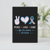 Peace Love Type one Diabetes Kaart (Staand voorkant)