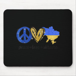 Peace Love Ukraine Oekraïense vlag ik sta bij het Muismat
