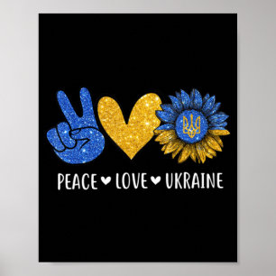 Peace Love Ukraine Oekraïense vlag Peace in Ukrain Poster