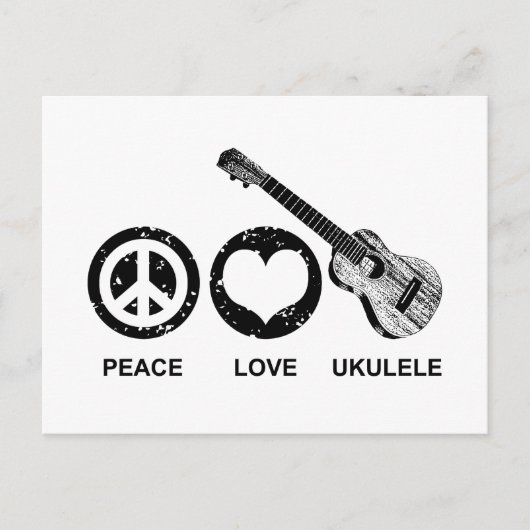 Peace Love Ukulele Briefkaart (Voorkant)