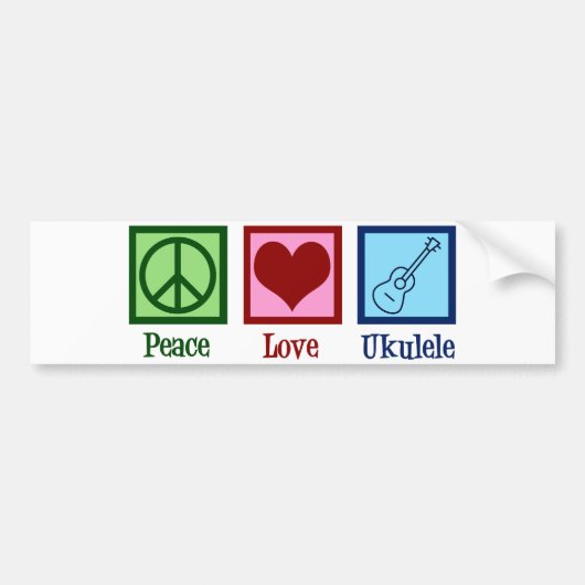 Peace Love Ukulele Bumpersticker (Voorkant)