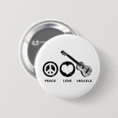 Peace Love Ukulele Ronde Button 5,7 Cm (Voorkant /achterkant)