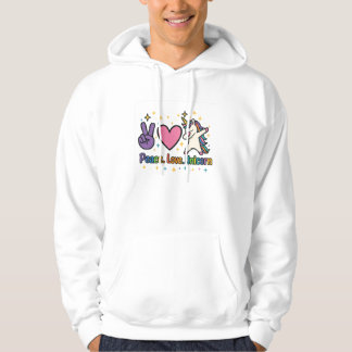 Peace Love Unicorn Schattigee regenboogdab Hoodie