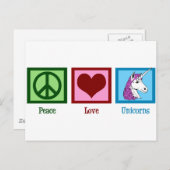 Peace Love Unicorns Briefkaart (Voorkant / Achterkant)