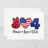 Peace Love USA, op 4 juli Briefkaart (Voorkant / Achterkant)