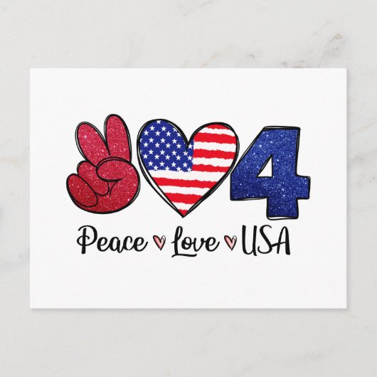 Peace Love USA, op 4 juli Briefkaart (Voorkant)