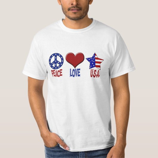 Peace, Love, USA Tshirt (Voorkant)