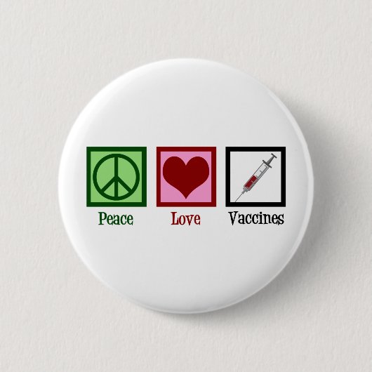 Peace Love Vaccins Ronde Button 5,7 Cm (Voorkant)