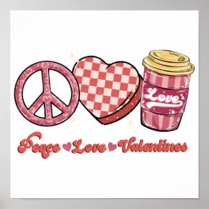 Peace Love Valentijns Valentijn Cadeau FEESTDA Poster