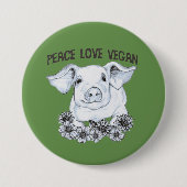 Peace Love Vegan Pig Button (Voorkant)