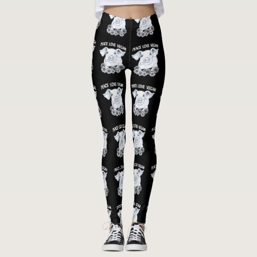 Peace Love Vegan Pig Leggings (Voorkant)