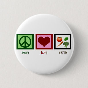 Peace Love Vegan Ronde Button 5,7 Cm