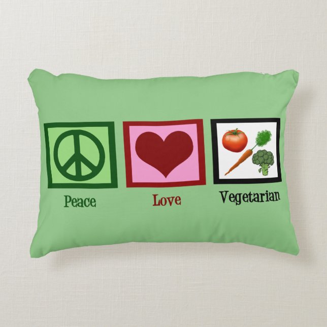 Peace Love Vegetarian Decoratief Kussen (Voorkant)