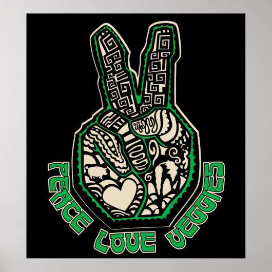Peace Love Veggies Poster (Voorkant)