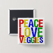 Peace Love Veggies Vierkante Button 5,1 Cm (Voorkant /achterkant)