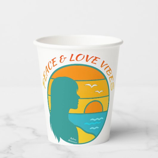 Peace & Love Vibes Papieren Bekers (Voorkant)